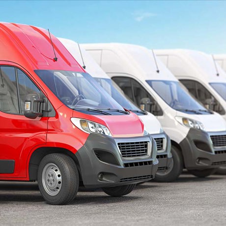 Red Delivery Van In A Row Of White Vans Best Expr 2021 08 31 08 29 14 Utc