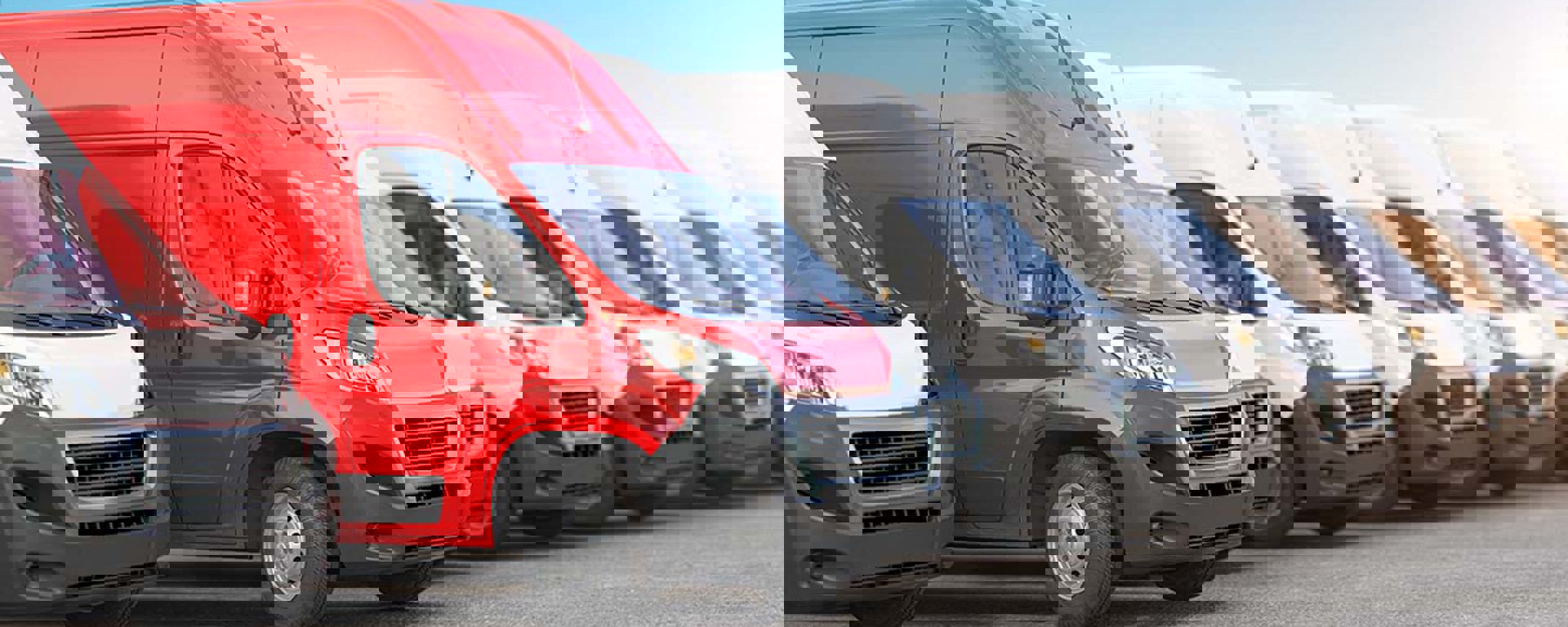 Red Delivery Van In A Row Of White Vans Best Expr 2021 08 31 08 29 14 Utc